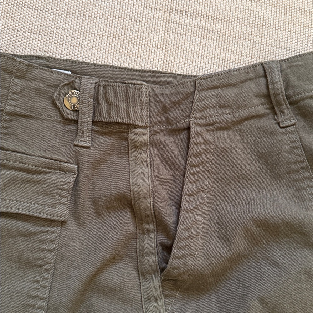 Pistola Utility Shorts Khaki Rear Flap Button Close pockets 3.5” inseam - Picture 8 of 12